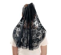 JJDreams Catholic Black Mass Veil, Sheer Embroidered Suitable for Holy Communion Religious or Easter
