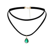 JJDreams Green Teardrop Choker Necklace Goth Hippie Boho Black Velvet Choker Vintage Gothic Jewelry for Women