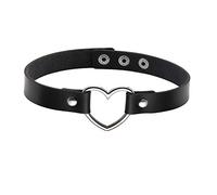 JJDreams Heart Gothic Choker Punk Rock Vintage Necklace Adjustable PU Leather Collar Necklace Goth Accessories for Women Men (A-Black, no rivet)