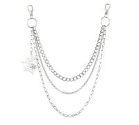 JJDreams Jeans Chains Retro Spider Web Three Layer Hip Hop Punk Rock Gothic Chain Jeans Link for Women and Men,Black