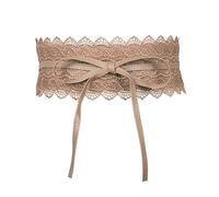 JJDreams Ladies Lace Up Waist Belt Obi Tie Belt Bowknot Wide Wrap Belt Retro Tie Belt,M,Dark Khaki