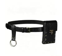 JJDreams Medieval Waist Belt Pack Renaissance Viking PU Leather Vintage Black Belt Pouch Cosplay Pirate Costume Accessories 3PCS for Ren Faire