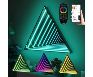 JJENXYYDS Infinity Mirror Sensory Tunnel Night Light,3D triangle Infinity Wall Mirror Multi Color Changing Light,Premium Infinity Mirror Tunnel Light LED Mirror for Birthday Party,30cm/11.8in