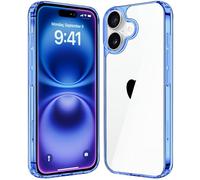 JJGoo Compatiable with iPhone 16 Plus Case Clear, Transparent Shockproof Phone Case, Slim Anti-Scratch Hard PC Back Protective Cover Bumper Phone Case for iPhone 16 Plus 6.7-Inch, Dark Blue