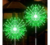 JJGoo Solar Garden Lights Solar Firework Lights, 2 Pack 180 LEDs 2 Lighting Modes Solar Lights Outdoor Waterproof for Garden Patio Walkway Pathway Party Wedding Christmas Decorative - Green
