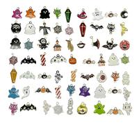 JJGQAZ 120pcs Halloween Charms for Jewelry Making Assorted 60 Styles Gold Plated Enamel Pendants Charms Bulk for Halloween Earrings Necklace Bracelet DIY Ornaments Supplies