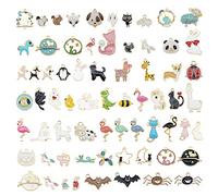 JJGQAZ 50pcs Animal Charms for Jewelry Making Assorted 50 Styles Dog Cat Bee Flamingo Giraffe Unicorn Enamel Charms for DIY Bracelet Earring Necklace Making Crafts