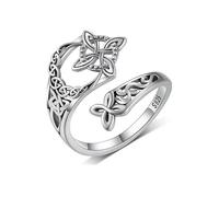JJIAGOLD Celtic Ring Open Geometric Interwoven Pattern Retro Personalized Finger Ring with Detailed Designs for Women Students Daily Fashion Accessory, Sterling Silver, no gem