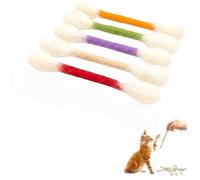 JJIAGOLD Rainbow Cat Swab Cotton Swab Interactive Toy for Cat Kitten Chewing Accessory for Indoor Domestic Play (Pack of 5 Random Colors)