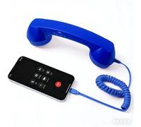 JJIAGOLD Vintage Telephone Handset Headphone - Creative Retro External Phone Receiver, Decorative Wired Headset for Mobile Phones, Desktop Decor & Photo Props (Blue, 3.5mm)