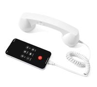 JJIAGOLD Vintage Telephone Handset Headphone - Creative Retro External Phone Receiver, Decorative Wired Headset for Mobile Phones, Desktop Decor & Photo Props (White, 3.5mm)