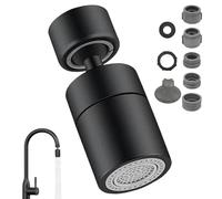 JJiaoLinin Kitchen Sink Faucet Aerator,360 Degree Rotate Tap Aerator,with 2 Spray Modes (Soft & Strong),Kitchen Faucet Aerators Splash Proof Spout,Universal Tap Adapter Attachment, Black