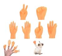 JJiaoLinin Mini Finger Hands, 6 Pcs Tiny Hands Finger Puppets, Fingers Props with 6 Gestures,Human-Pet Interaction Props, Rock-Paper-Scissors Miniature Hands Prank Toy for Cats Pets Playtime