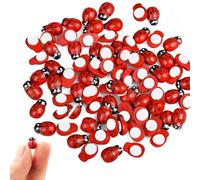 JJiaoLinin Mini Wooden Ladybird,100 Pieces Wooden Lucky Ladybugs,Self Adhesive Ladybird,Stickers for Crafts,Garden Decoration, for DIY Craft Home Party Decoration (10 * 13mm)