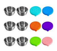 JJIW 180ML/ 40ML 6Pcs Stainless Steel Snack Pots, Reusable Snack Box, Food Storage Containers For Lunch Boxes, Sauce Pots, Picnics, Travel Meal Prep And Small Food Containers With Lids (40ML)