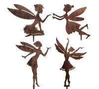 JJIW 4 Pcs Set Garden Ornaments Outdoor, Fairy Garden Accessories, Weatherproof Wrought Iron Decorations For Fairy Garden Decor, Figurine Also Suitable As A Gift, Decorations Outdoor