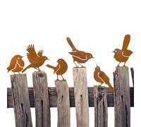 JJIW 6 Pcs Metal Bird Garden Ornaments, Rusty Birds For Garden Decorations, Bird Silhouette With Screws, For Garden Fence Decorations, Metal Garden Ornaments, Fence Decorations Outdoor (1)