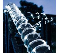 JJJ Solar LED Rope Lights,8 Modes 12M 100 LED Solar Powered Outdoor Waterproof Tube Light Copper Wire Fairy Lights for Garden Enclosuresyard (White)