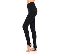 JJJ Women's Solid Cotton Spandex Jersey Stirrup Leggings, Black, S