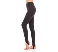 JJJ Women's Solid Cotton Spandex Jersey Stirrup Leggings - Runs Small, Brown, Large