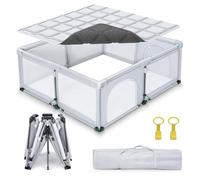 JJKAKA 50"x50" Foldable Baby Playpen with Detachable Thick Mat, 1-Min Setup