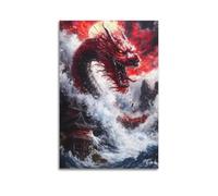 JJKKLB Red Dragon Rising Art Poster Poster Decorative Painting Canvas Wall Posters And Art Picture Print Modern Family Bedroom Decor Posters 20x30inch(50x75cm)