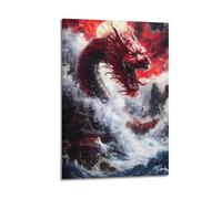 JJKKLB Red Dragon Rising Art Poster Poster Decorative Painting Canvas Wall Posters And Art Picture Print Modern Family Bedroom Decor Posters 12x18inch(30x45cm)