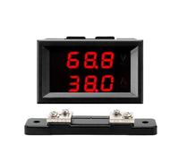 JJKKOZVQF Dual LED Display 0.28 DC0-100V/50A current meter Digital Ammeter Voltmeter 5 wire with shunt(Red blue)