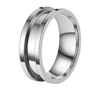JJKSKV Men Stainless Steel Chain Band Ring 8mm Wide Punk Trendy Statement Ring Tarnish Free Polished Finish., 5 UK, Metal Resin, No Gemstone