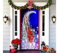 JJKTO Christmas Door Cover Decoration Merry Christmas 35.4"x78.7" Cover Background Banner Xmas Door Hanging Banner for Outdoor Indoor Christmas Wreaths Santa Holiday Door Decorations