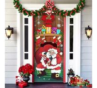 JJKTO Christmas Door Cover Decoration Merry Christmas 35.4"x78.7" Cover Background Banner Xmas Door Hanging Banner for Outdoor Indoor Christmas Wreaths Santa Holiday Door Decorations