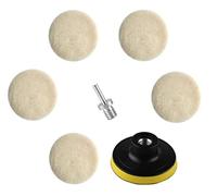 JJL 6 Pcs Polishing Pads, 3 Inch Soft Wool Buffing Pad, Medium, Coarse, Fine Grit, Metal Compatible, Car Bonnets Waxing Buffer Discs, Drill Polishing Pads