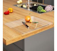 JJL Acrylic Chopping Board 51x40cm - Clear Cutting Board with Juice Groove - Perfect for Cutting Juicy Foods, Hygienic & Lightweight with Counter Lip - Non-Slip, Easy to Clean