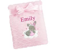 JJLC Baby Girl Boy Personalised Blanket Embroidered Rabbit (Bunny Rabbit)
