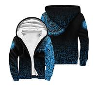 JJLLAZAD Men's Viking Crow Tattoo Pullover Celtic Knot 3D Full Print Casual Zipper Sweatshirt Autumn Couple Big Pocket Hoodie,Blue Jackets,5XL