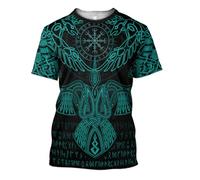 JJLLAZAD Odin Raven Hoodie Men Green Aegishjalmur Nordic Rune Summer Winter Viking Cosplay Costumes 11 Types & 8 Sizes,Tshirt,5XL
