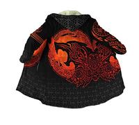 JJLLAZAD Viking Fenrir Wolf Mens Warm Winter Coat Jacket Parkas Print Hooded Nordic Overcoat Casual Mid-Length Cotton,Nordic Wolf,4XL