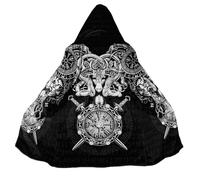 JJLLAZAD Viking Jormungandr Hoodie Men Vegvisir Yggdrasil Summer Winter Nordic Mythology Cosplay Costumes 11 Types & 8 Sizes,Viking Cloak,XXL