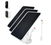 JJMASEE Solar Panel Charger for Arlo Essential 2K /2K XL (2nd Gen), EufyCam - Includes 13FT Weatherproof Cable and 360° Adjustable Aluminium Alloy Mount (3-Pack)