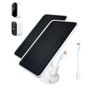 JJMASEE Solar Panel Charger for Arlo Essential 2K /2K XL (2nd Gen), EufyCam - Includes 13FT Weatherproof Cable and 360° Adjustable Aluminium Alloy Mount (2-Pack)
