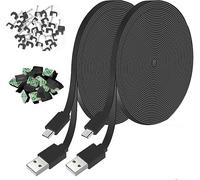 JJMASEE STAVDLNN 2 Pack 26FT Power Extension Cable for Wyze Cam V3,WyzeCam Outdoor,Blink,Arlo Essential,Eufy,Kasa,Yi Camera,NestCam Indoor,Micro USB Charging Cord for Security Camera(Black)