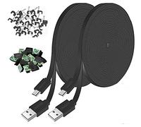 STAVDLNN JJMASEE 2 Pack 26FT Power Extension Cable for Wyze Cam V3,WyzeCam Outdoor,Blink,Arlo Essential,Eufy,Kasa,Yi Camera,NestCam Indoor,Micro USB Charging Cord for Security Camera(Black)