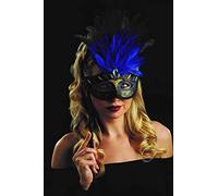 JJMS Trading Ltd Masquerade Masks For Women, Great For Masquerade Balls, Venetian Mask Parties, Chose From 2 Colours (Blue - Gold)