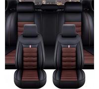 JJNIENUS 5 Seats Full Set Car Seat Covers For Ford Ranger Wildtrak 2016-2023, All-Weather Leather Front Rear Seat Cover Protectors Sets Comfortable Breathable Interior Accessories,D/Black-Coffee