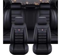 JJNIENUS 5 Seats Full Set Car Seat Covers For Ford Ranger Wildtrak 2016-2023, All-Weather Leather Front Rear Seat Cover Protectors Sets Comfortable Breathable Interior Accessories,B/Black