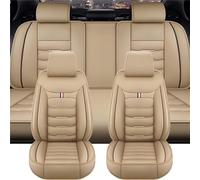 JJNIENUS 5 Seats Full Set Car Seat Covers For Jeep Wrangler TJ 1997-2002, All-Weather Leather Front Rear Seat Cover Protectors Sets Comfortable Breathable Interior Accessories,A/Beige