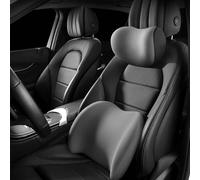 JJNIENUS Car Headrest Lumbar Support Cushion For Audi A1 A1 S-Line A1 Sportback, Ergonomic Memory Foam Breathable Seat Neck Rest Pillow Kit Neck Back Pain Relief Accessories,C/Grey