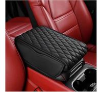 JJNIENUS Car Leather Armrest Pad For VW Golf 5 MK5, Center Console Cover Protector Universal Arm Rest Cushion With Storage Bag Non Slip Interior Accessories,A/Black