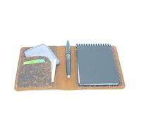 JJNUSA Compatible with Rocketbook Mini Cover Genuine Leather Journal Notebook Cover for Moleskine Cahier Holder Mini 3.5" x 5.5" Flower Mini Pocket Notepad Holder Memo Book Refills