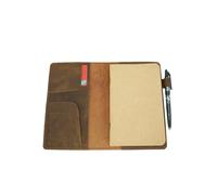 JJNUSA Distressed Genuine Leather Notepad Cover for Field Notes Black Memo Books 4.75" X 7.5" Spiral NotebookBound 56-Week Planner Pitch Black Notebooks Gaming Journals 5E Character Brown